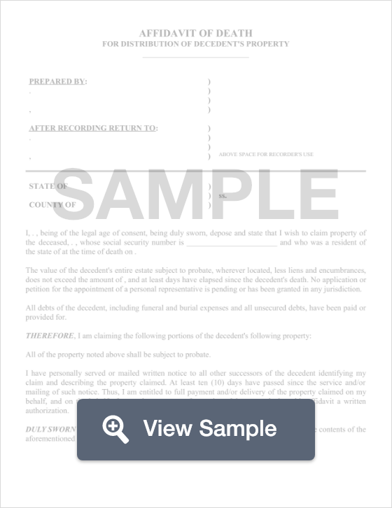 Free Affidavit Of Death Form Pdf And Word Templates