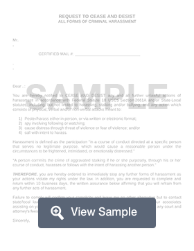 Sample Cease And Desist Letter Harassment from formswift.com