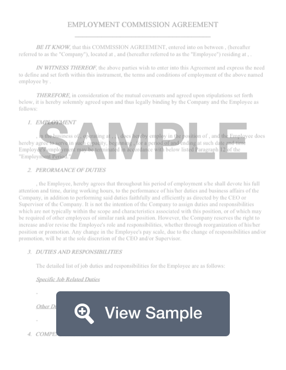 employee sales commission agreement template