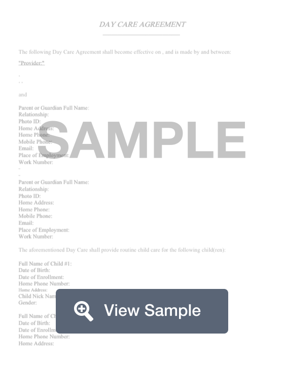Daycare Contract Template Child Care Agreement Pdf Formswift