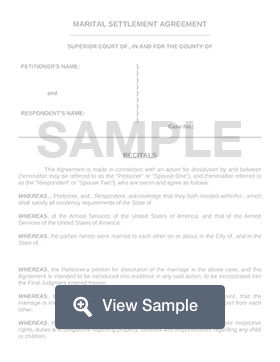 financial agreement divorce template