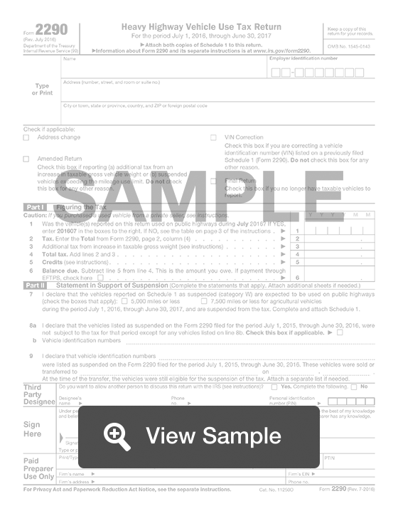 IRS Form 2290 Truck Tax Return Fill Out Online PDF FormSwift