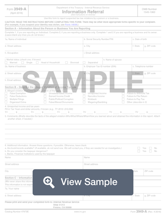 IRS Form 3949 A Fill Out Online How To Report Tax Fraud FormSwift