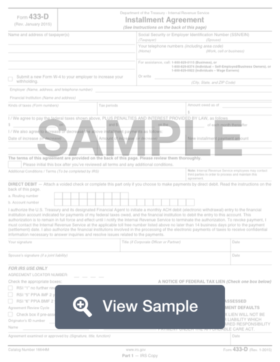 IRS Form 433 D Installment Agreement Fill Out Online PDF FormSwift