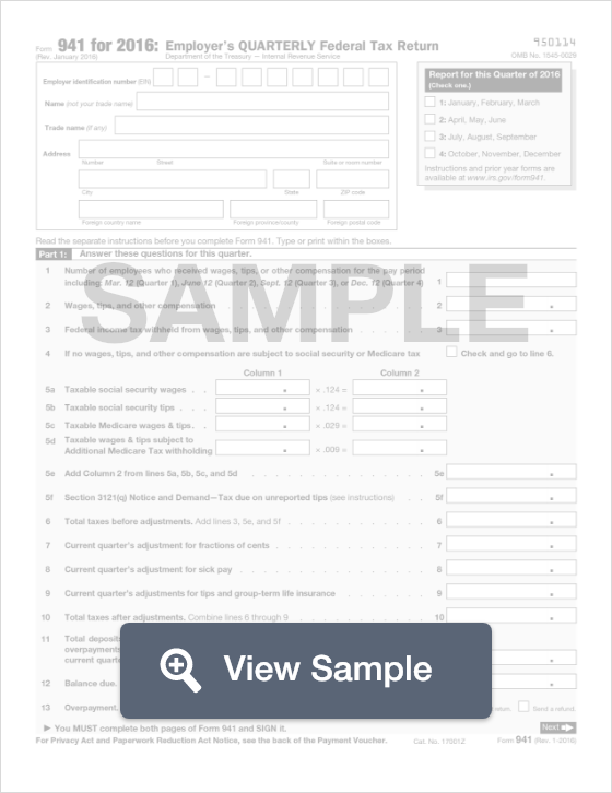 Fillable IRS Form 941 Printable PDF Sample FormSwift