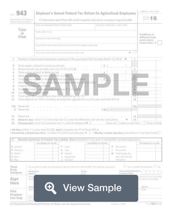 Fillable IRS Form 943 Printable PDF Sample FormSwift
