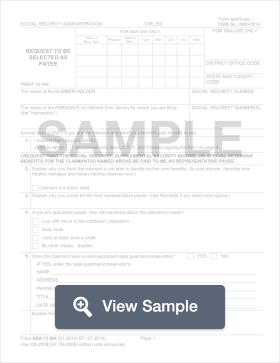 Fillable Form SSA11BK Printable PDF Sample FormSwift