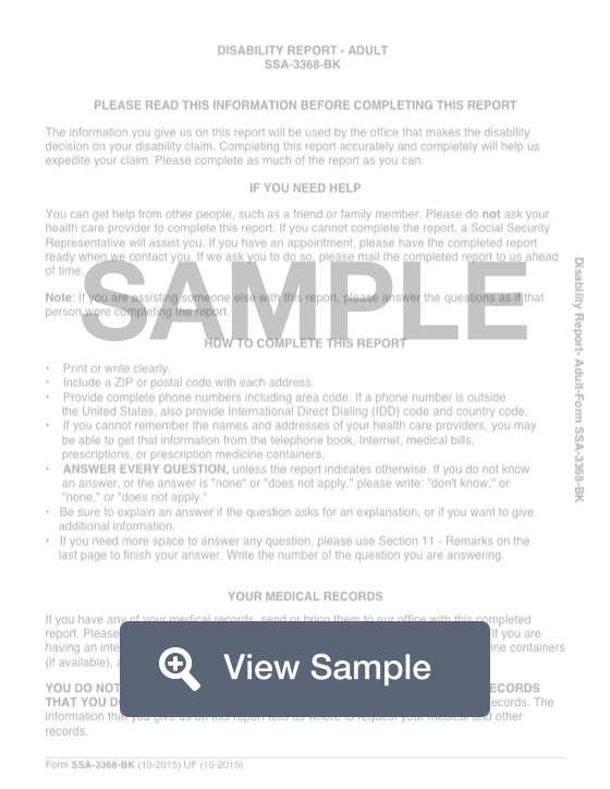 Fillable Form Ssa 3368 Bk Printable Pdf Sample Formswift 