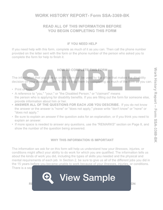 Fillable Form SSA 3369 BK Printable PDF Sample FormSwift