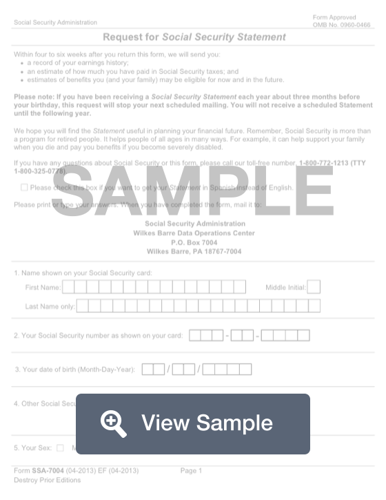 Fillable Form Ssa 7004 Printable Pdf Sample Formswift 4270