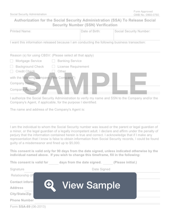 Fillable Form Ssa 89 Free Printable Pdf Sample Formswift