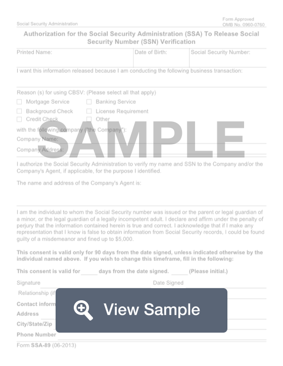 Fillable Form Ssa 89 Printable Pdf Sample Formswift 4930