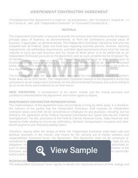 Independent Contractor Agreement Template Free Pdf Sample Formswift