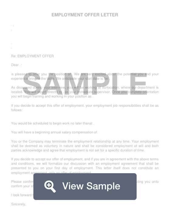 Letter Of Offer Of Employment from formswift.com