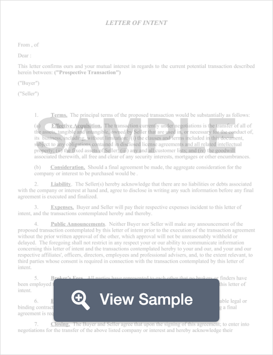 Letter Of Intent For Business Venture from formswift.com