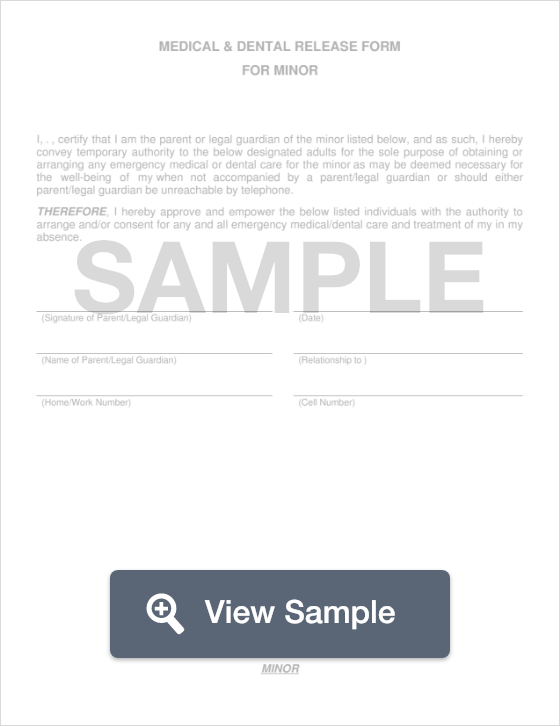 Medical Consent Form For Minors Word PDF FormSwift   Medical Consent Sample 