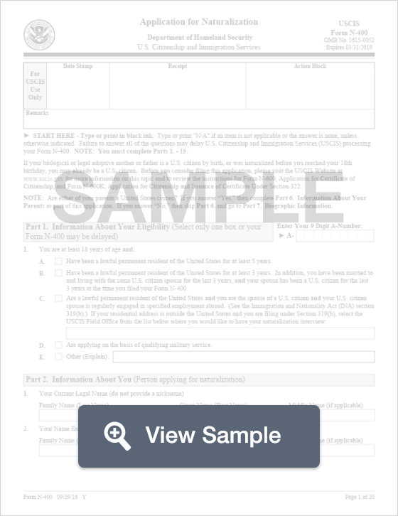 USCIS Form N400 Free Fillable Application for