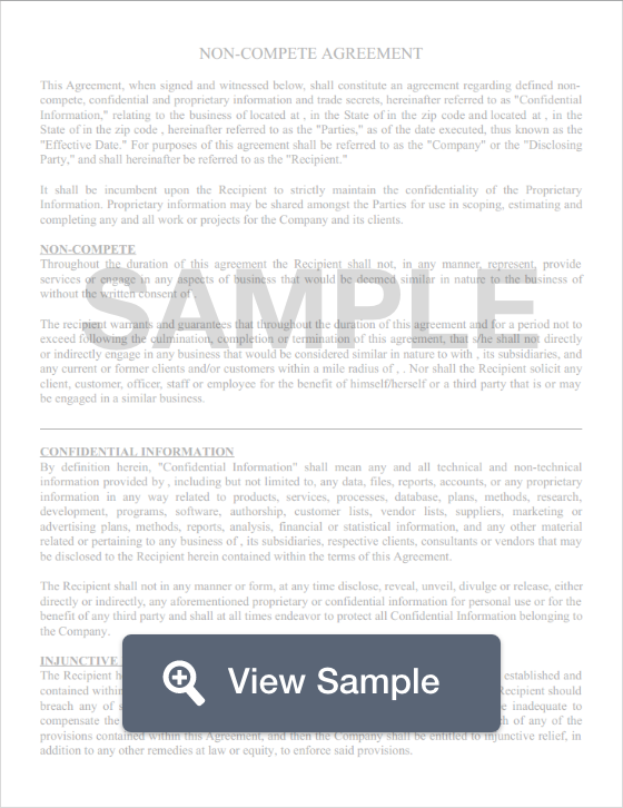 Non Compete Agreement Templates Samples by State FormSwift