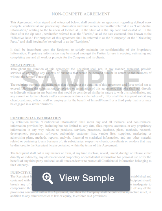 Non Compete Agreement Templates Samples By State FormSwift
