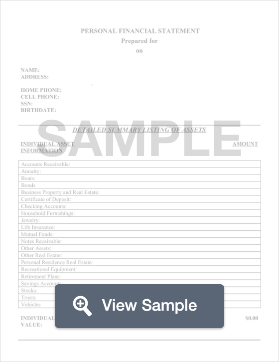 personal financial statement template excel