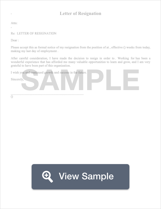 Examples Of A Letter Of Resignation from formswift.com