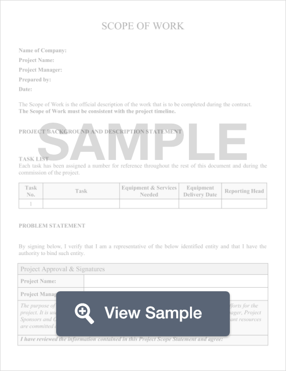 Free Scope Of Work Template