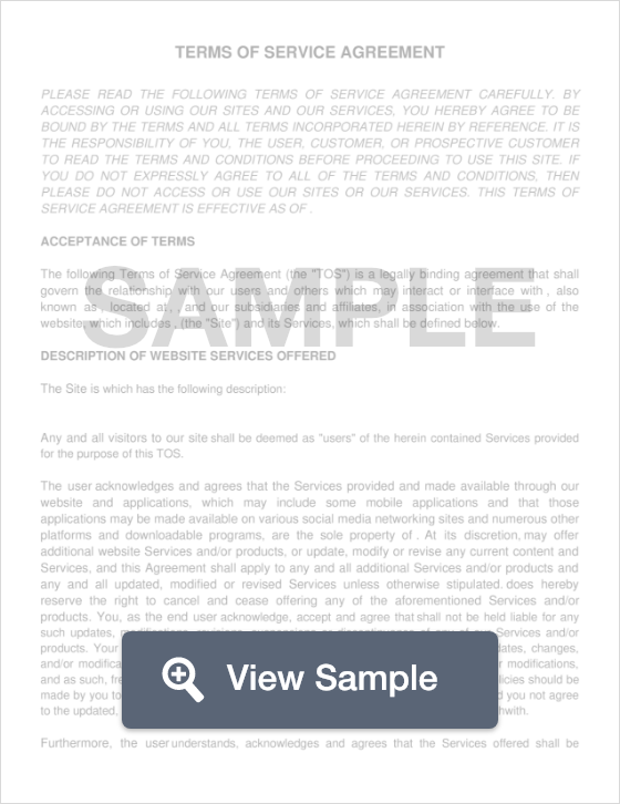 Free Sample Terms Of Service Template PDF Word FormSwift