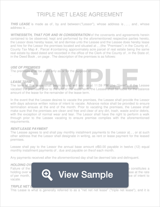 free triple net nnn lease agreement template pdf formswift