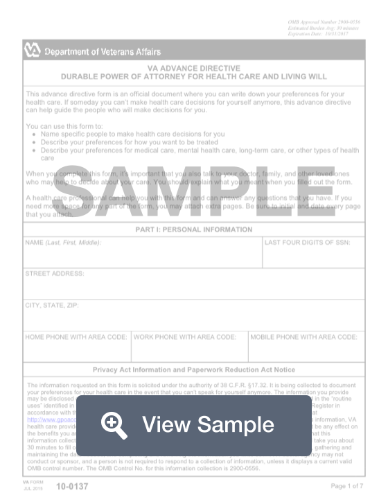 Free Va Form 10 0137