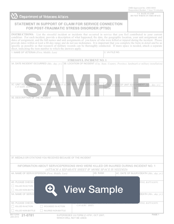 Fillable Va Form 21 0781 Printable Pdf Sample Formswift 0342