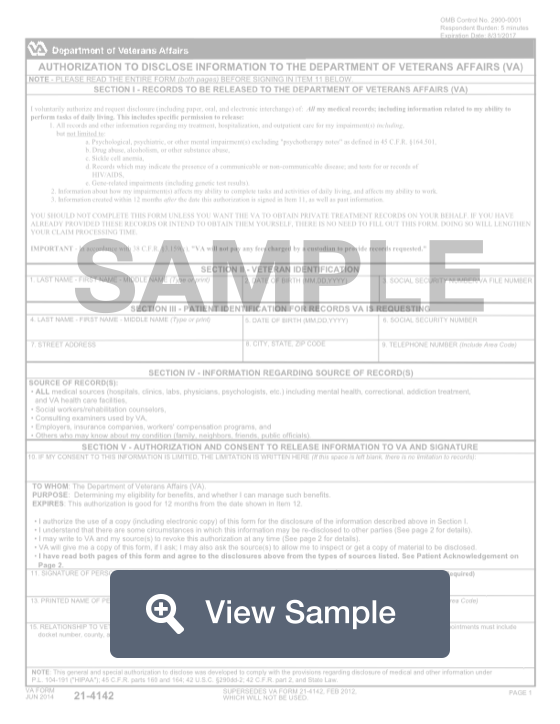Fillable VA Form 21 4142 Printable PDF Sample FormSwift