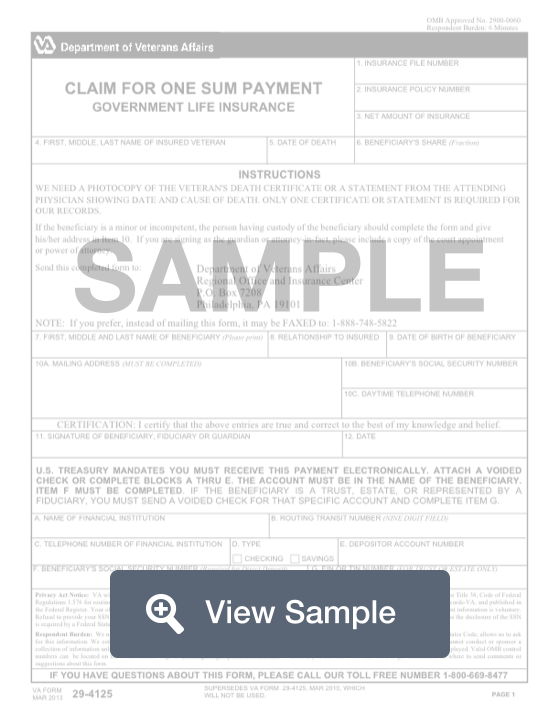 Va Form 29 4125