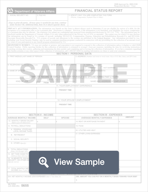 Free VA Form 5655