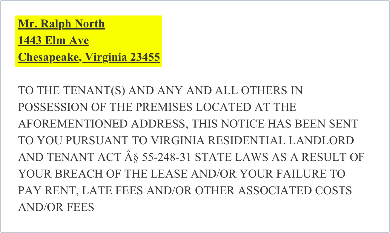 Template For Notice To Vacate From Landlord